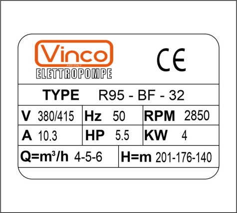 BOMBA SUMERGIBLE 4" BF32 5.5HP VINCO